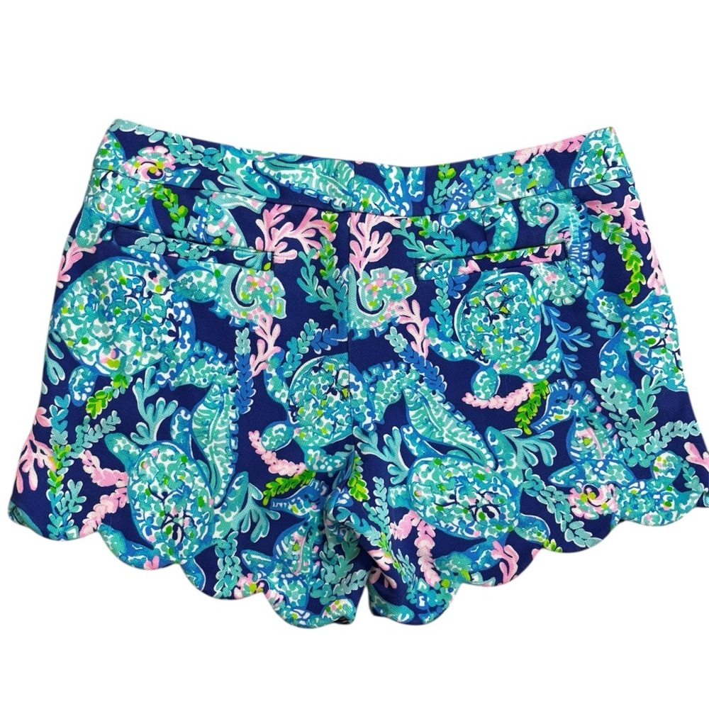 *NWT* Lilly Pulitzer 5" Buttercup Mid Rise Short in Corsica Blue Turtle Villa - Picture 2 of 4